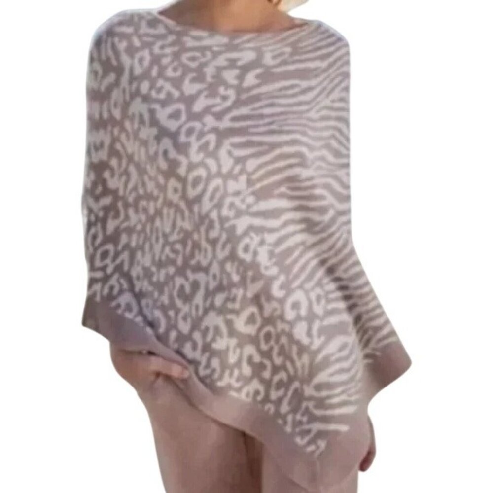NWT Barefoot Dreams Ocean Breeze Poncho CozyChic Ultra Lite Knit Animal Print